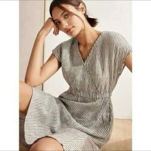 EUC Grae Cove Striped black & white Linen Dress Midi